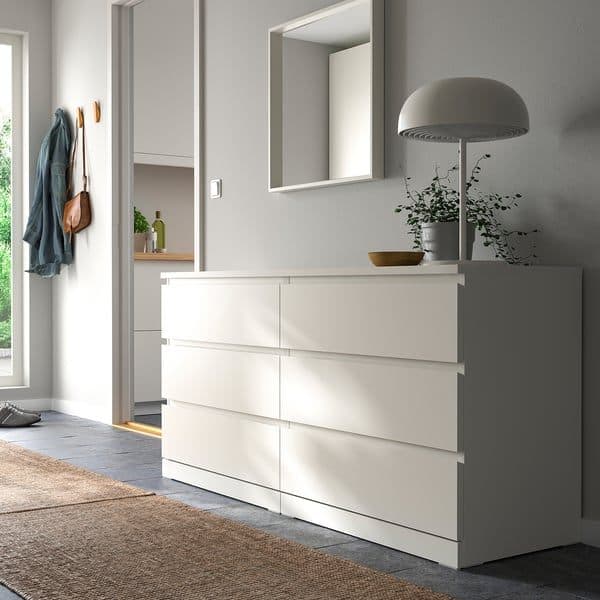 MALM Cómoda c/6 gavetas, branco, 160x78 cm