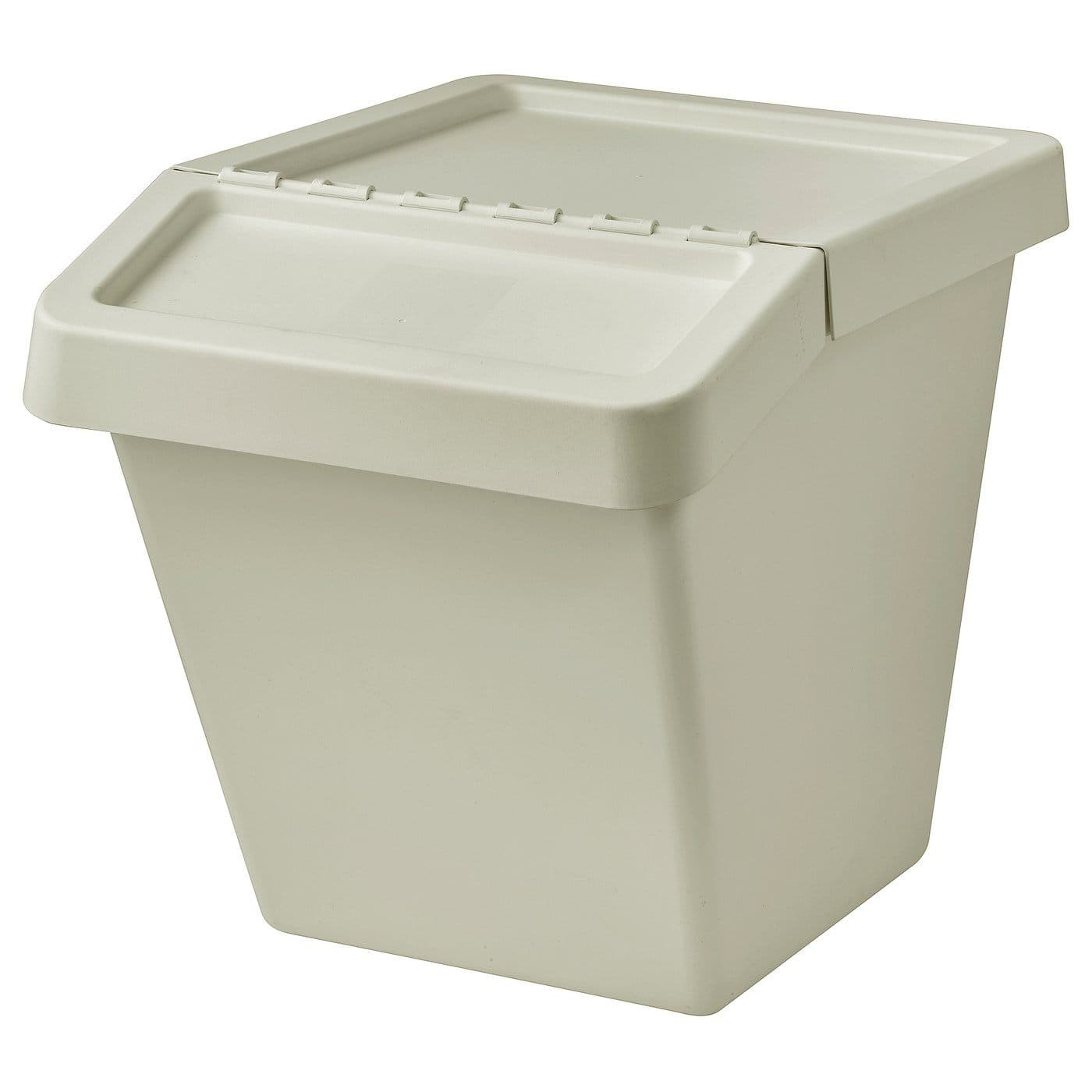 SORTERA caixote com tampa, bege, 60 l