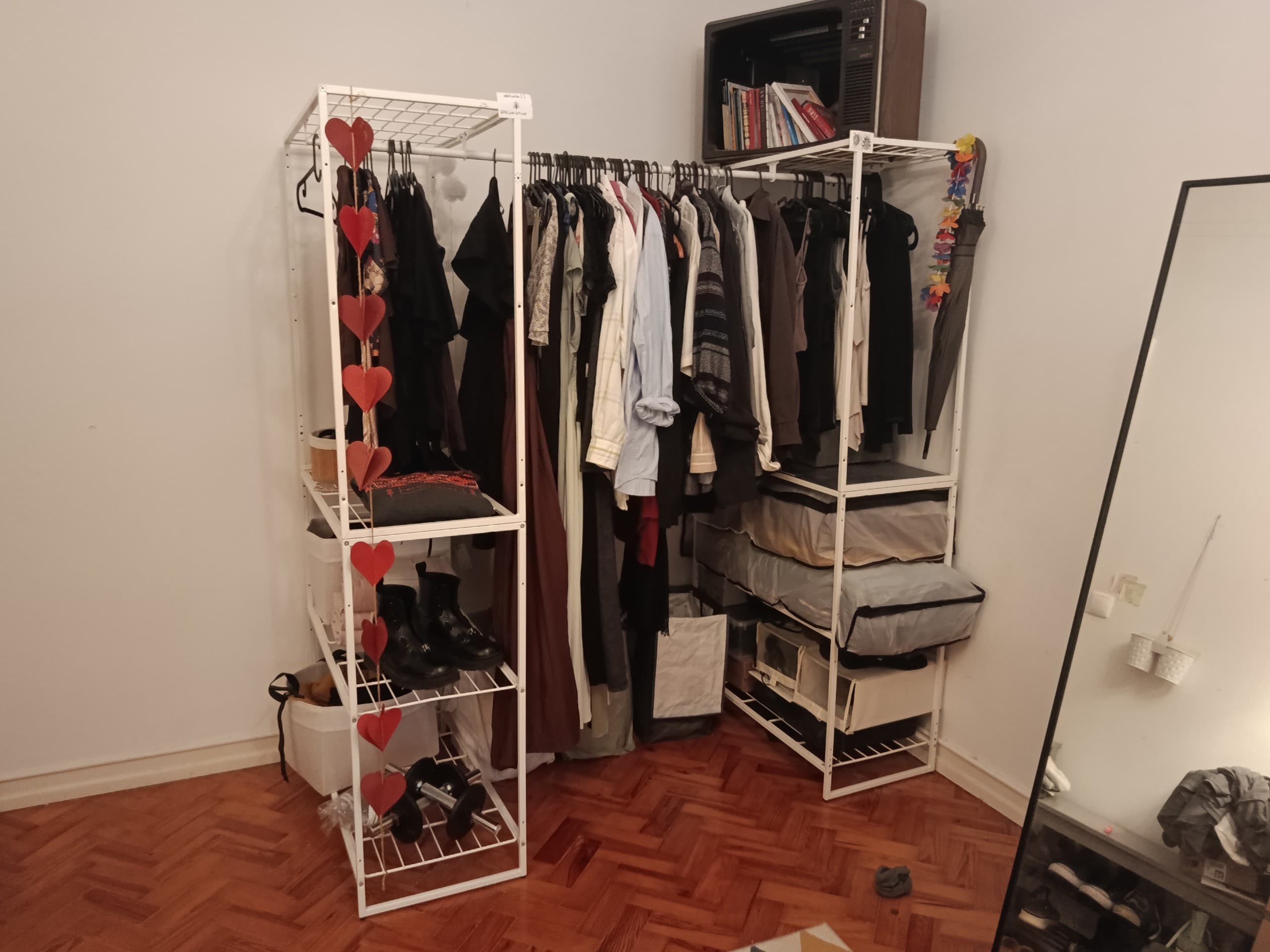 ESTANTE COM VARÃO estante c/varão p/roupa, interior/exterior/cabo branco, 81x166/270x180 cm
