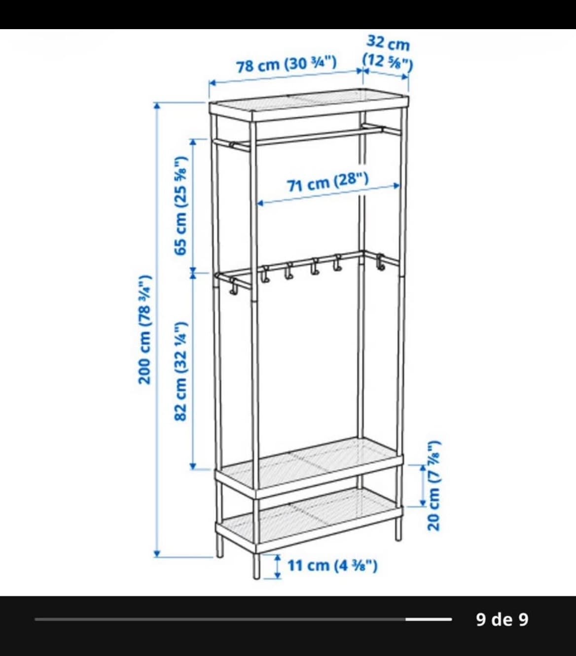 MACKAPÄR coat rack with shoe storage unit, white, 78x32x200 cm