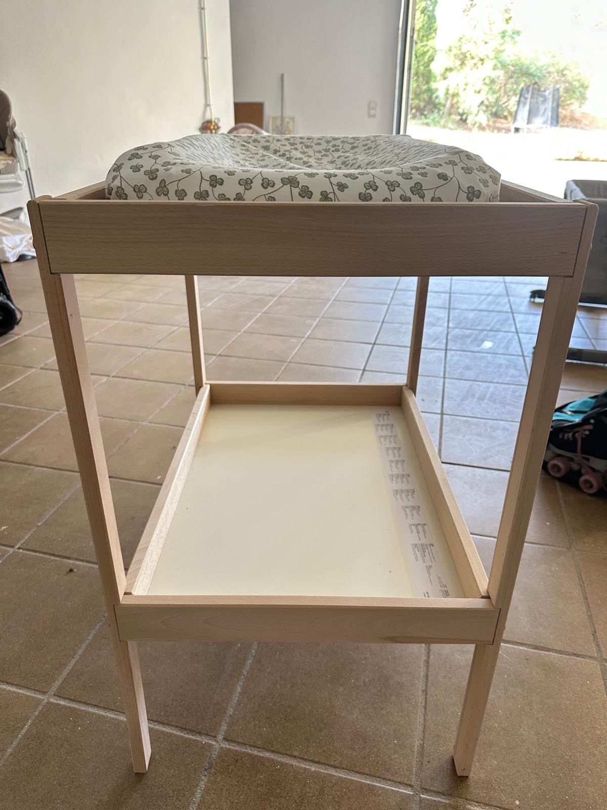 SNIGLAR Changing table, beech, white, 72x53 cm