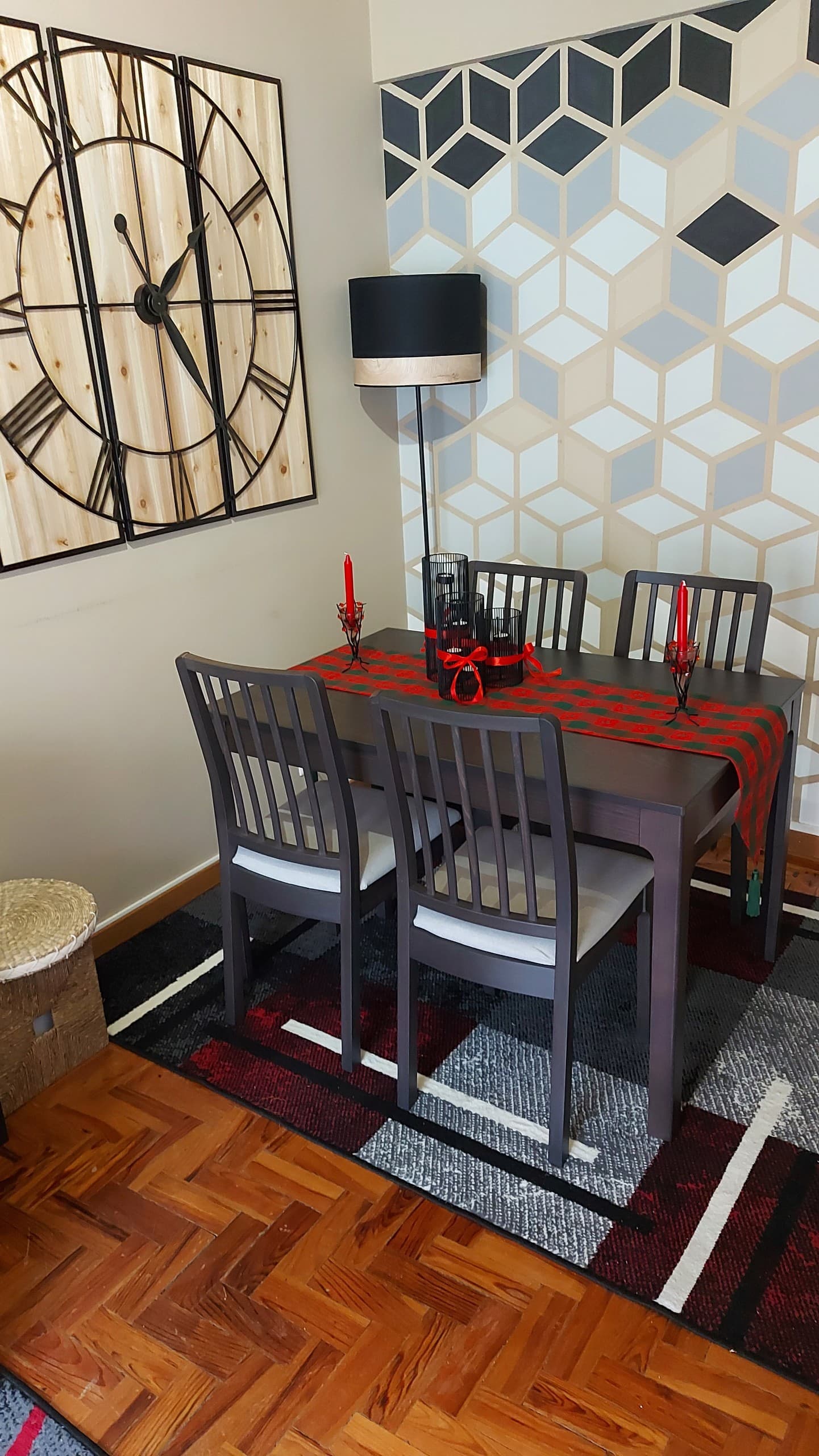 MESA 5 CADEIRAS NOVO table and 6 chairs, black/brown/Bomstad black black, 170/220x80 cm