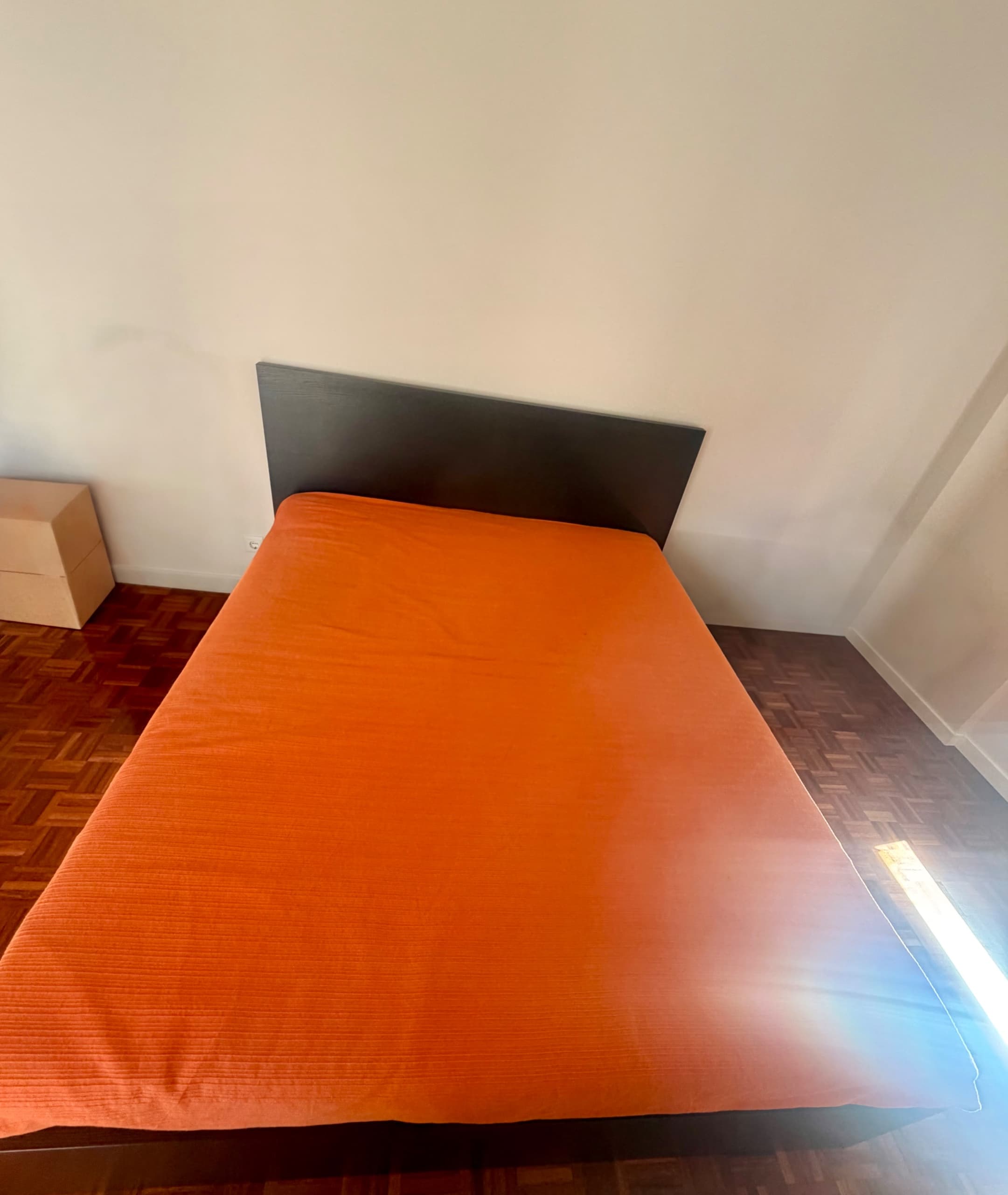 QUARTO CASAL bed frame, high, black-brown/Lönset, 180x200 cm