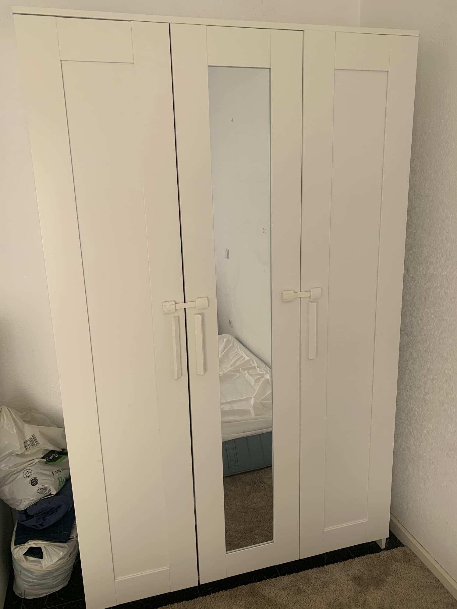 BRIMNES Wardrobe with 3 doors, white, 117x190 cm