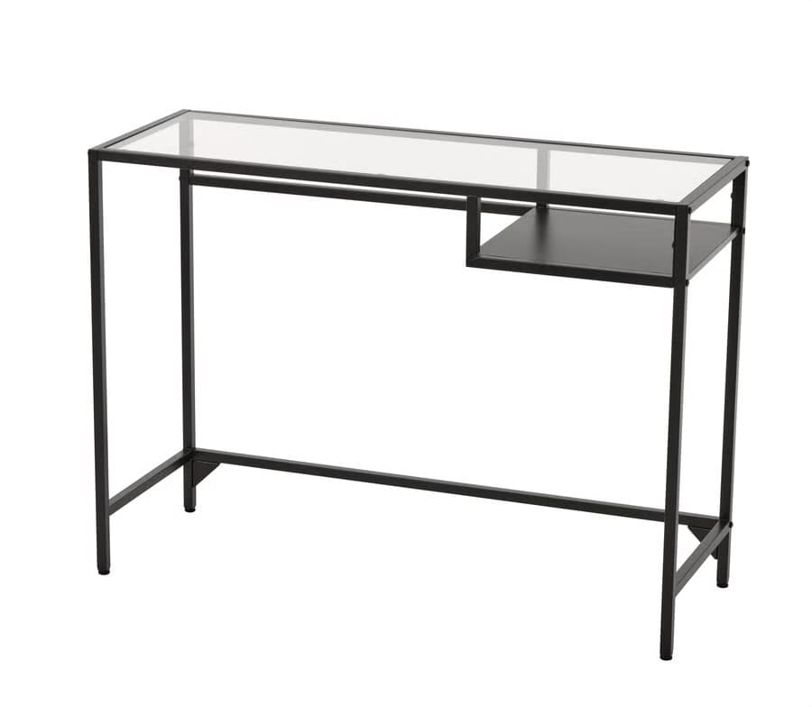 VITTSJÖ laptop table, black-brown/glass, 100x36 cm