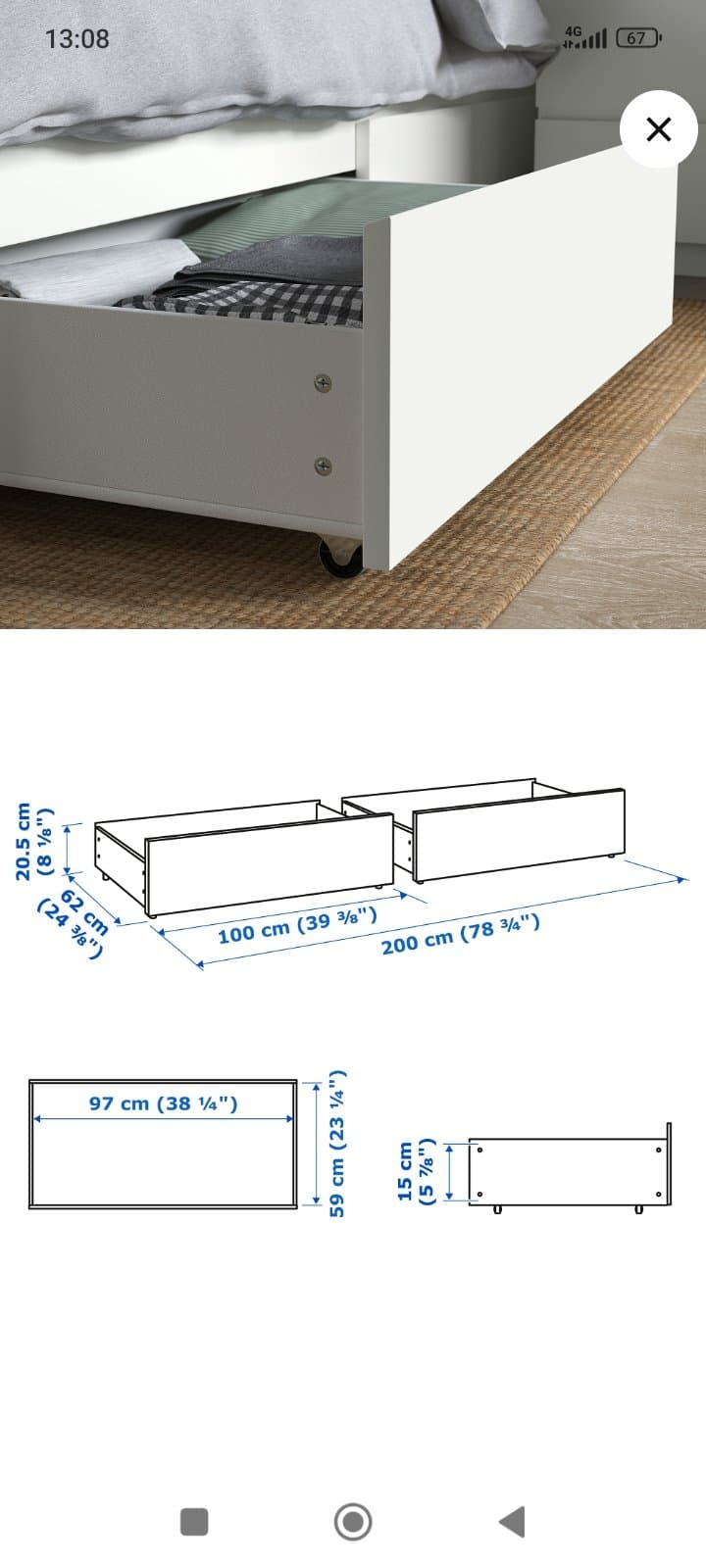 FÅGELFJÄLLET bed storage box, set of 2, off-white, 200 cm