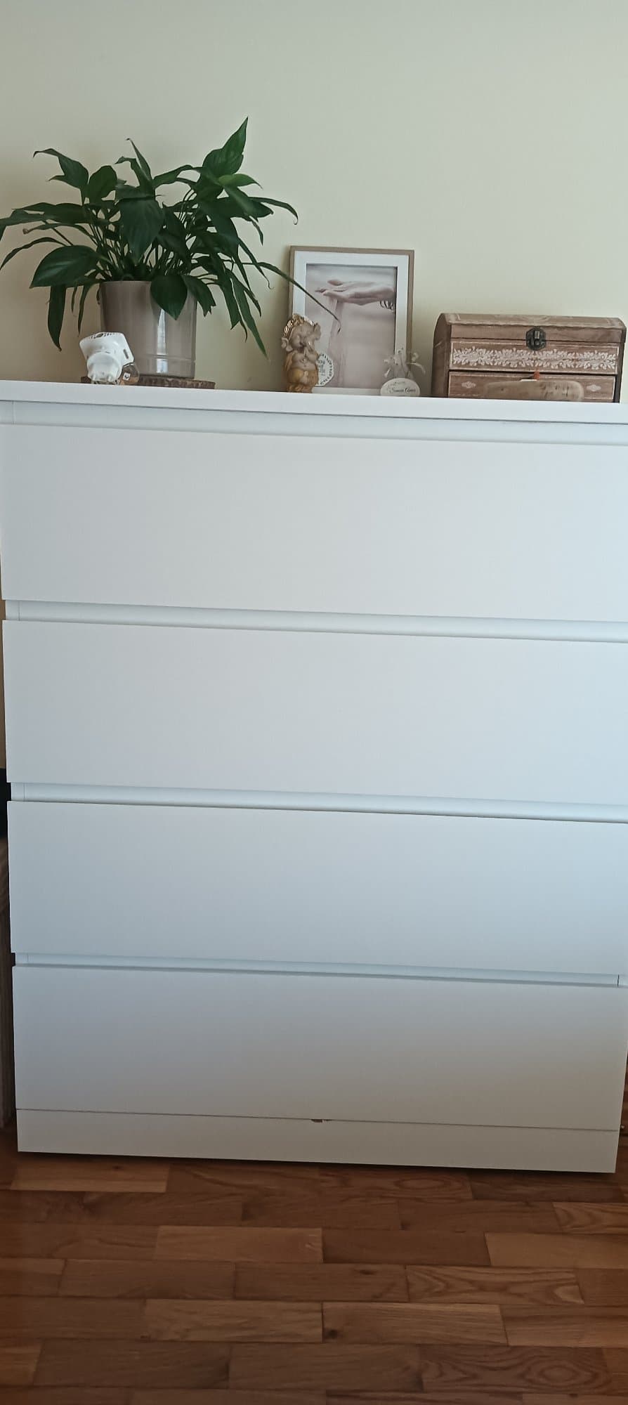 MALM cómoda c/4 gavetas, branco/brilh