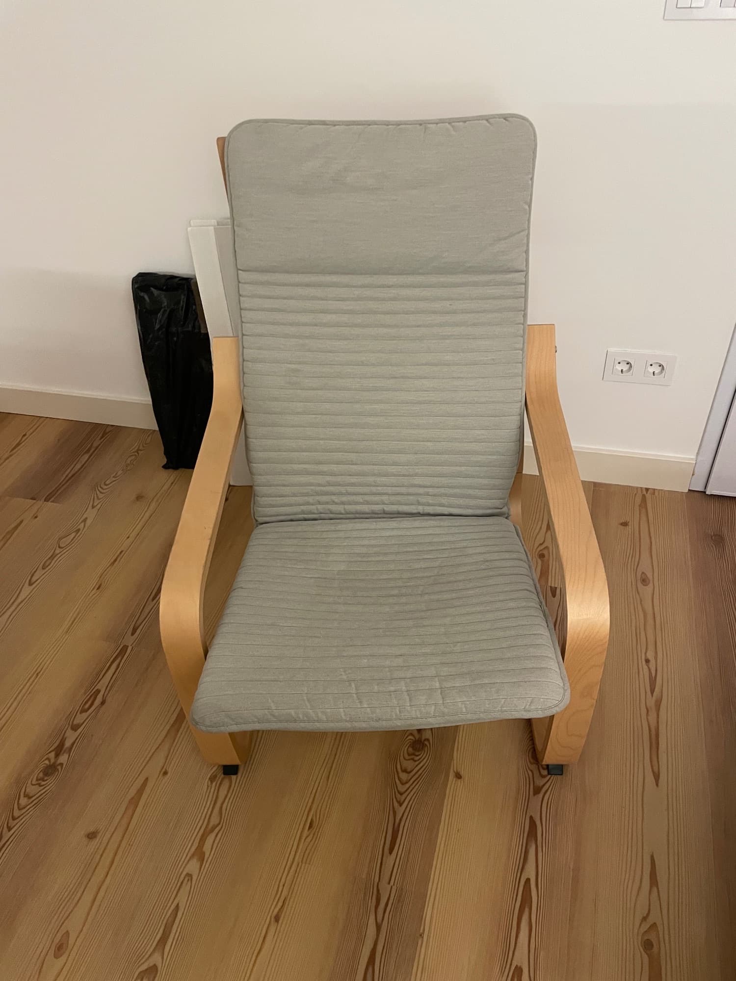 POÄNG children's armchair, birch veneer/Knisa light beige