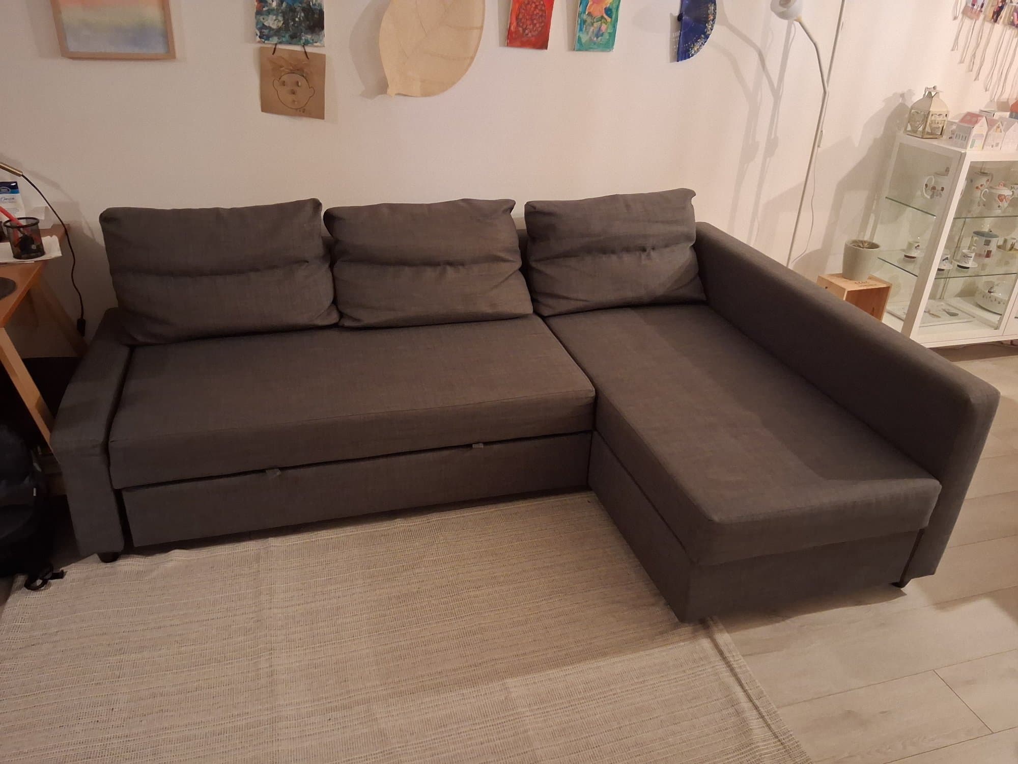FRIHETEN corner sofa-bed with storage, Hyllie dark grey