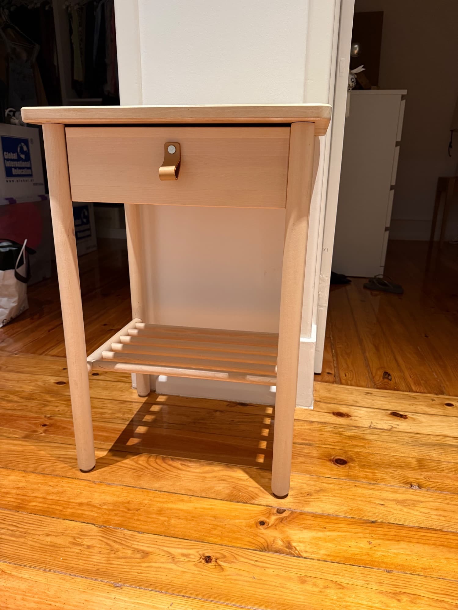 BJÖRKSNÄS Bedside table, birch, 48x38 cm