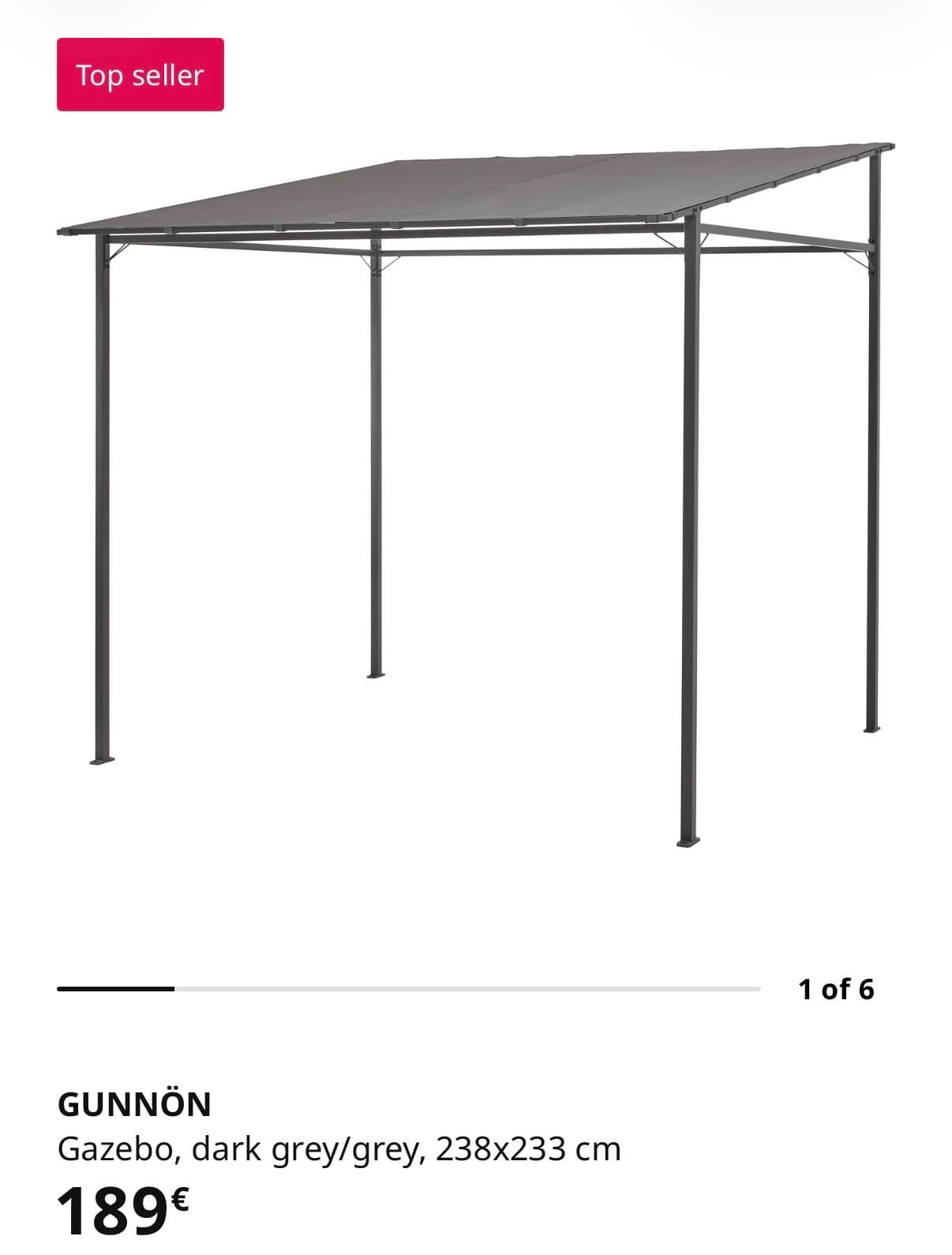 GUNNÖN pérgula, cinz esc/cinz, 238x233 cm