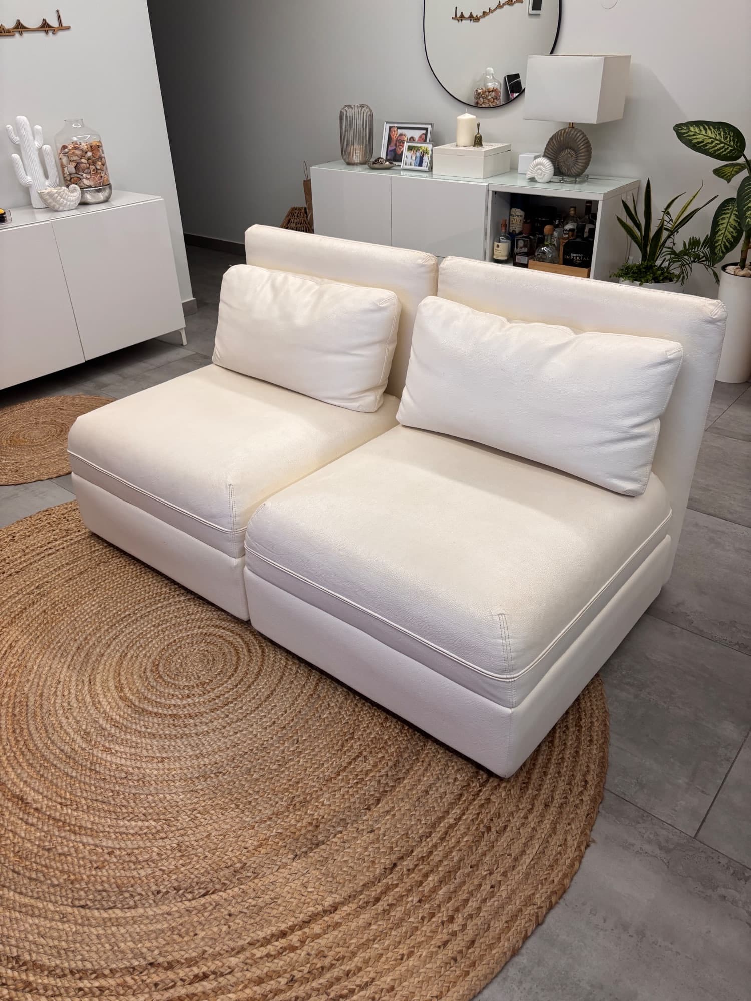 VALLENTUNA sofá modular 2 lugares, c/arrumação/Hillared bege