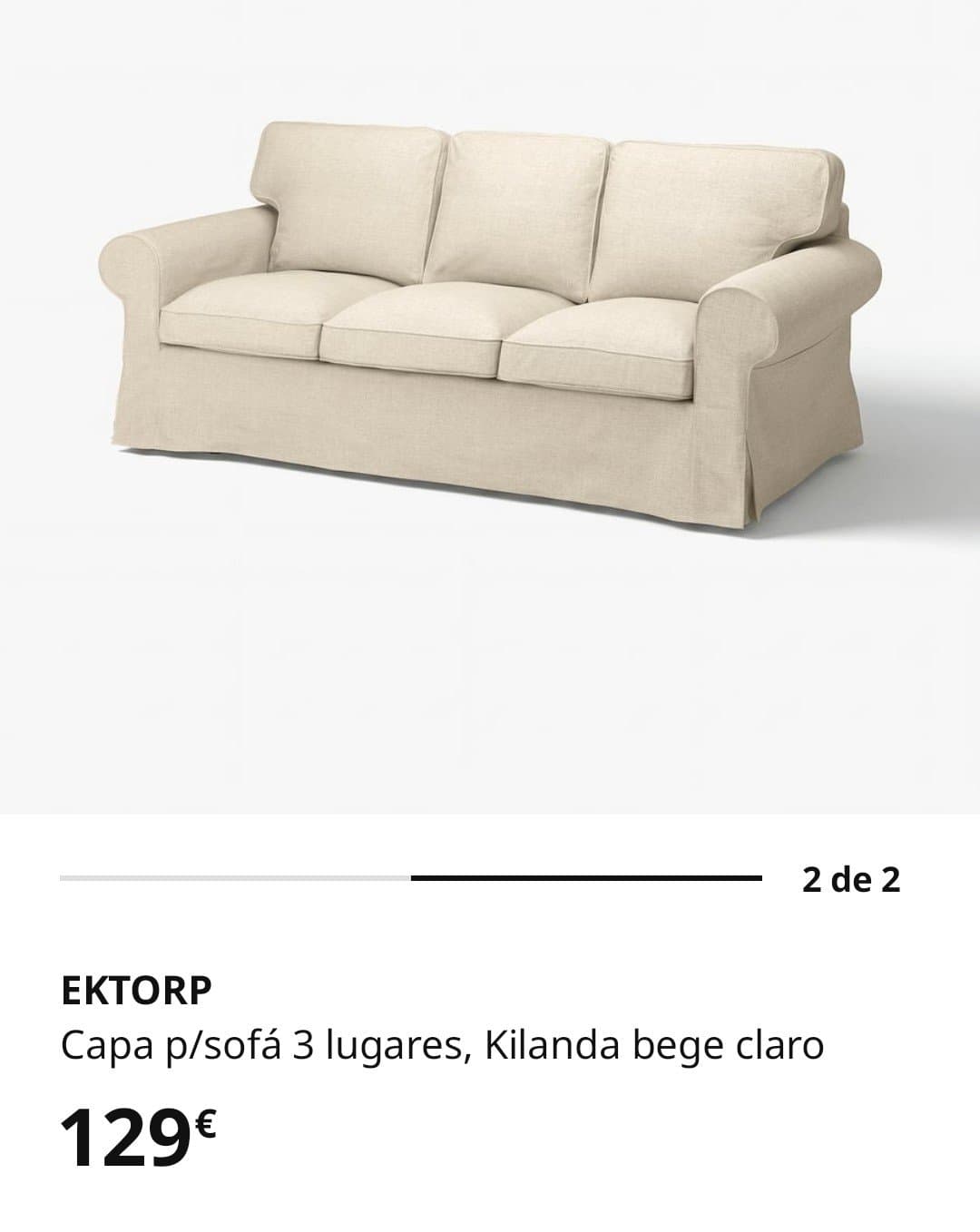 EKTORP cover for 3-seat sofa, Kilanda light beige