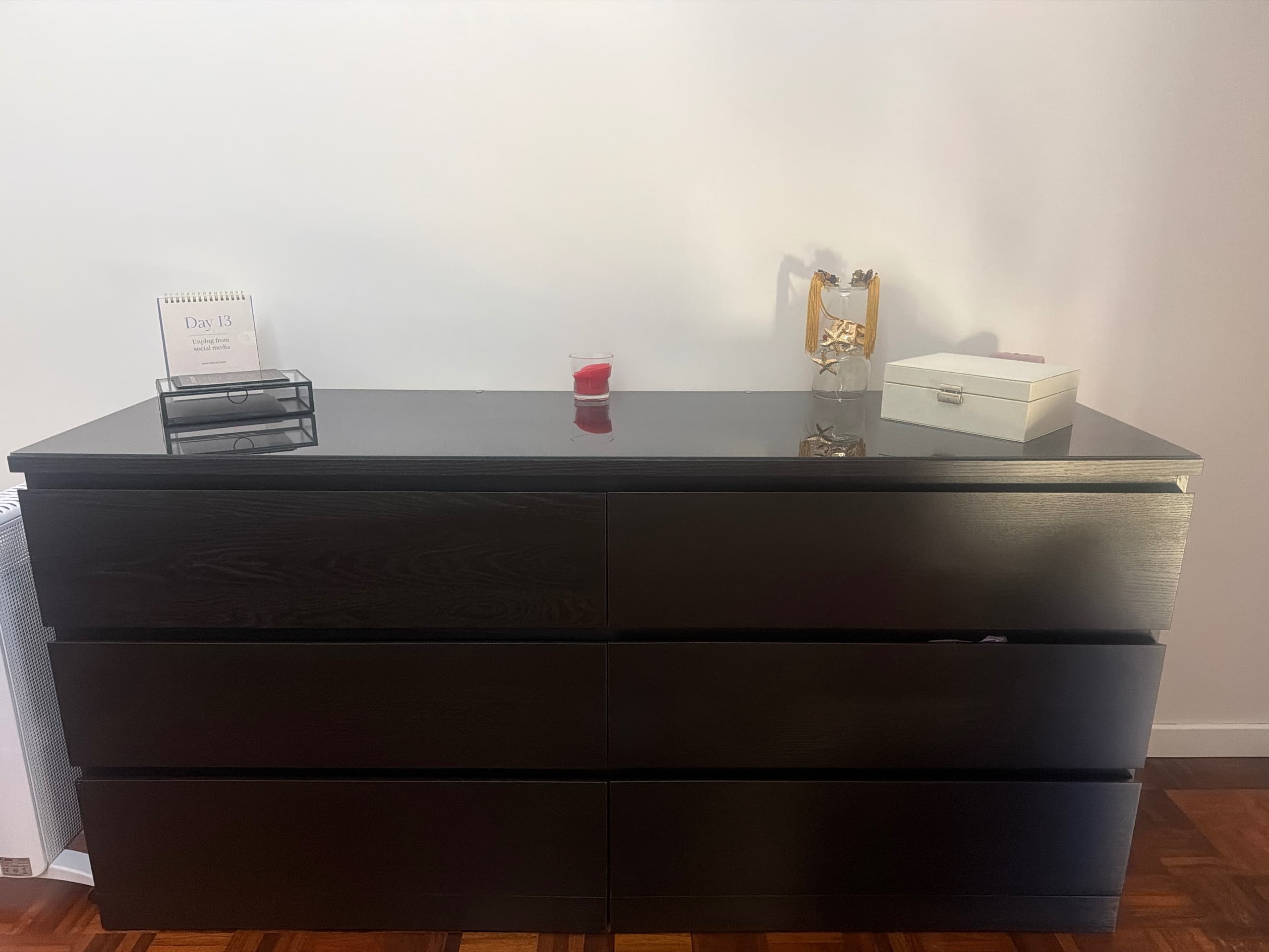 COMODA MALM chest of 6 drawers, white, 140x43x68 cm