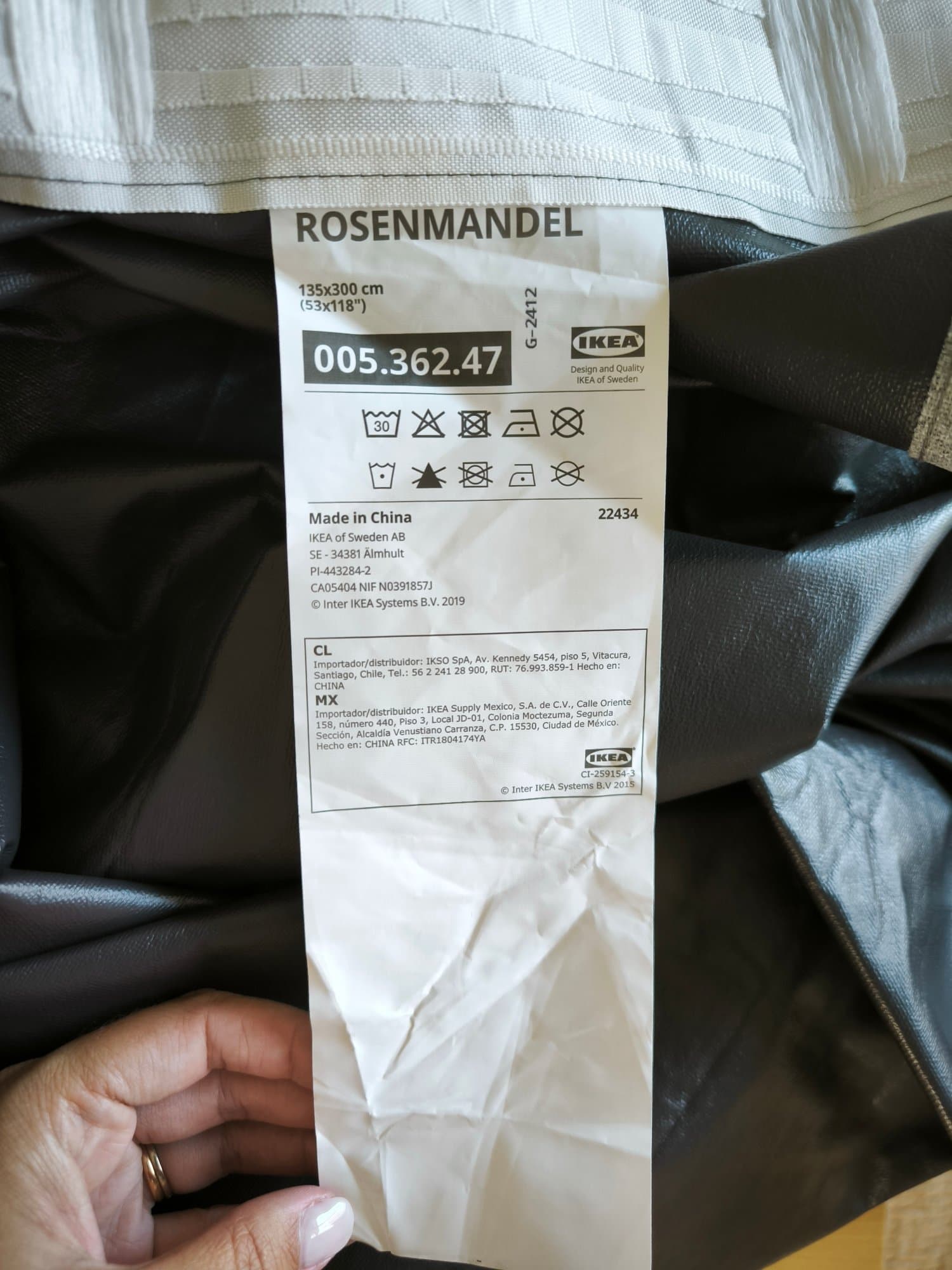 ROSENMANDEL cortinados opacos, 1par, cinz/c/fita p/franzir, 135x300 cm