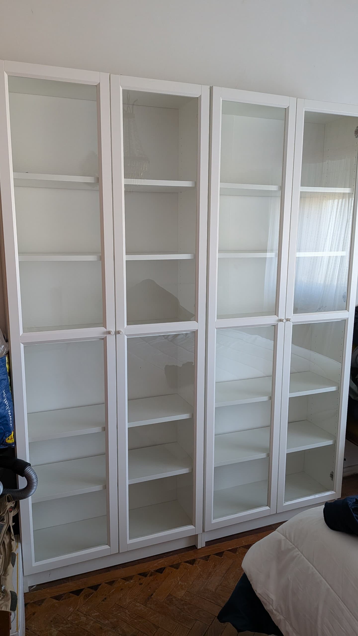 BRIMNES storage combination w glass doors, white, 160x35x190 cm
