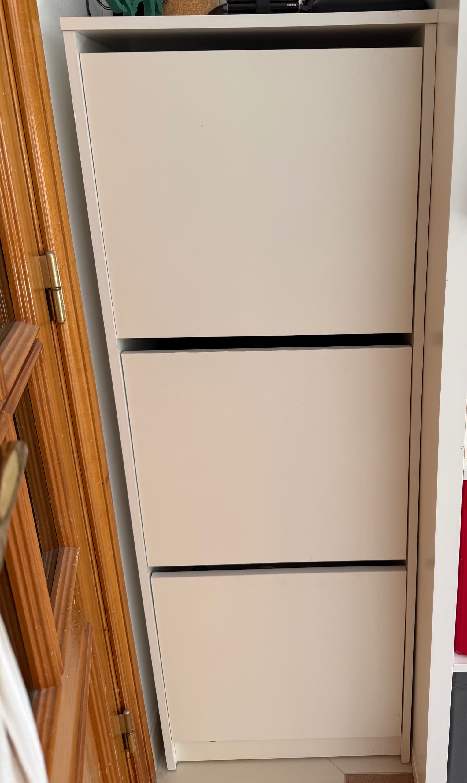 BISSA shoe cabinet with 3 compartments, white, 49x28x135 cm