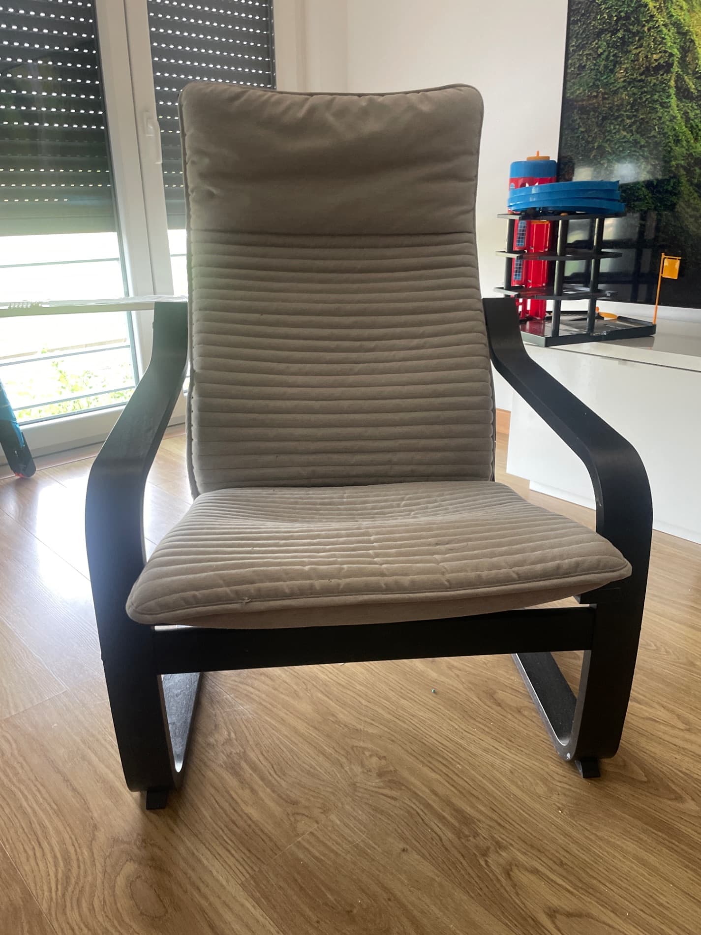 POÄNG children's armchair, birch veneer/Knisa light beige