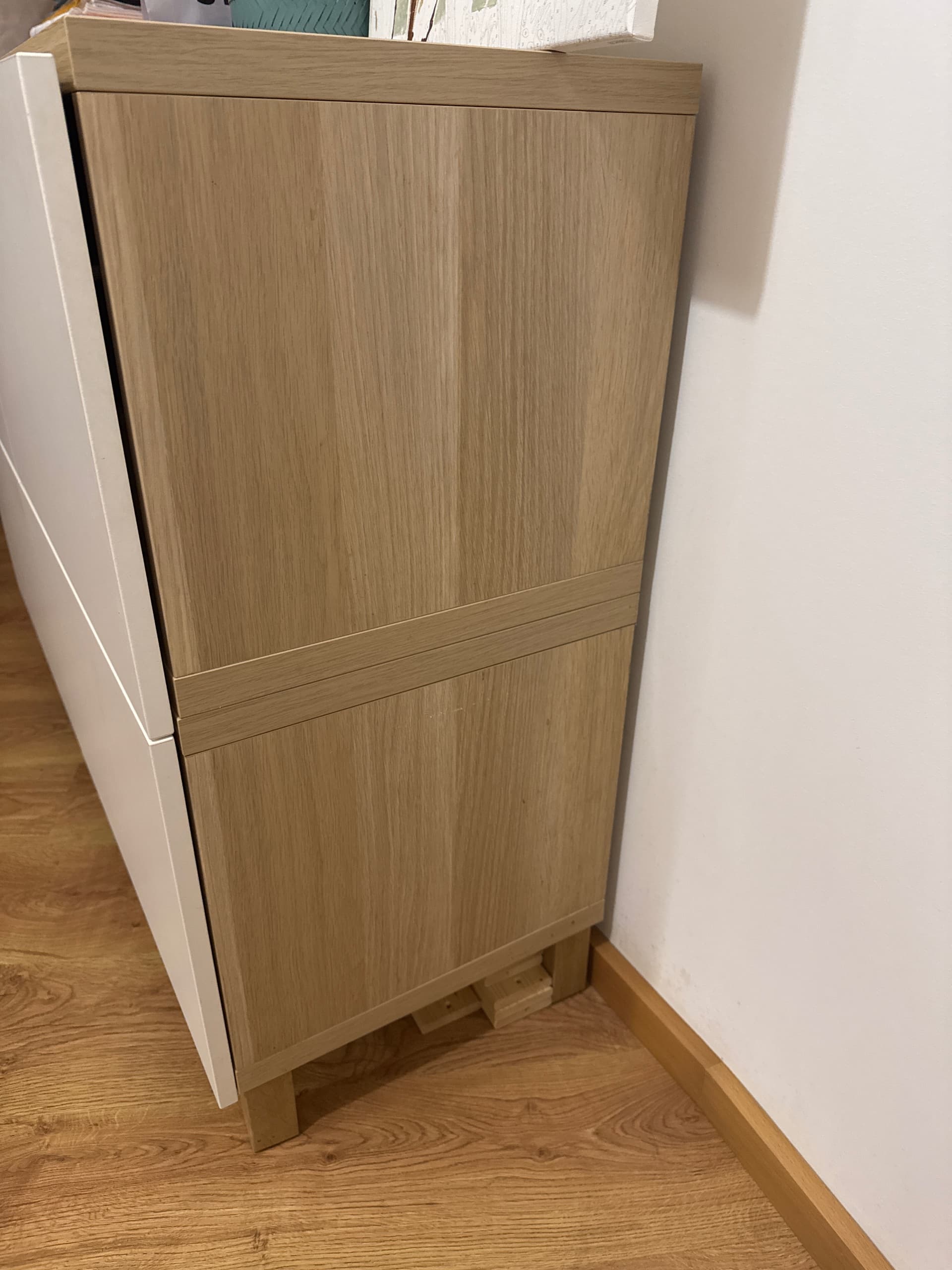 BESTÅ wall-mounted cabinet combination, white/Hedeviken oak veneer, 180x42x64 cm