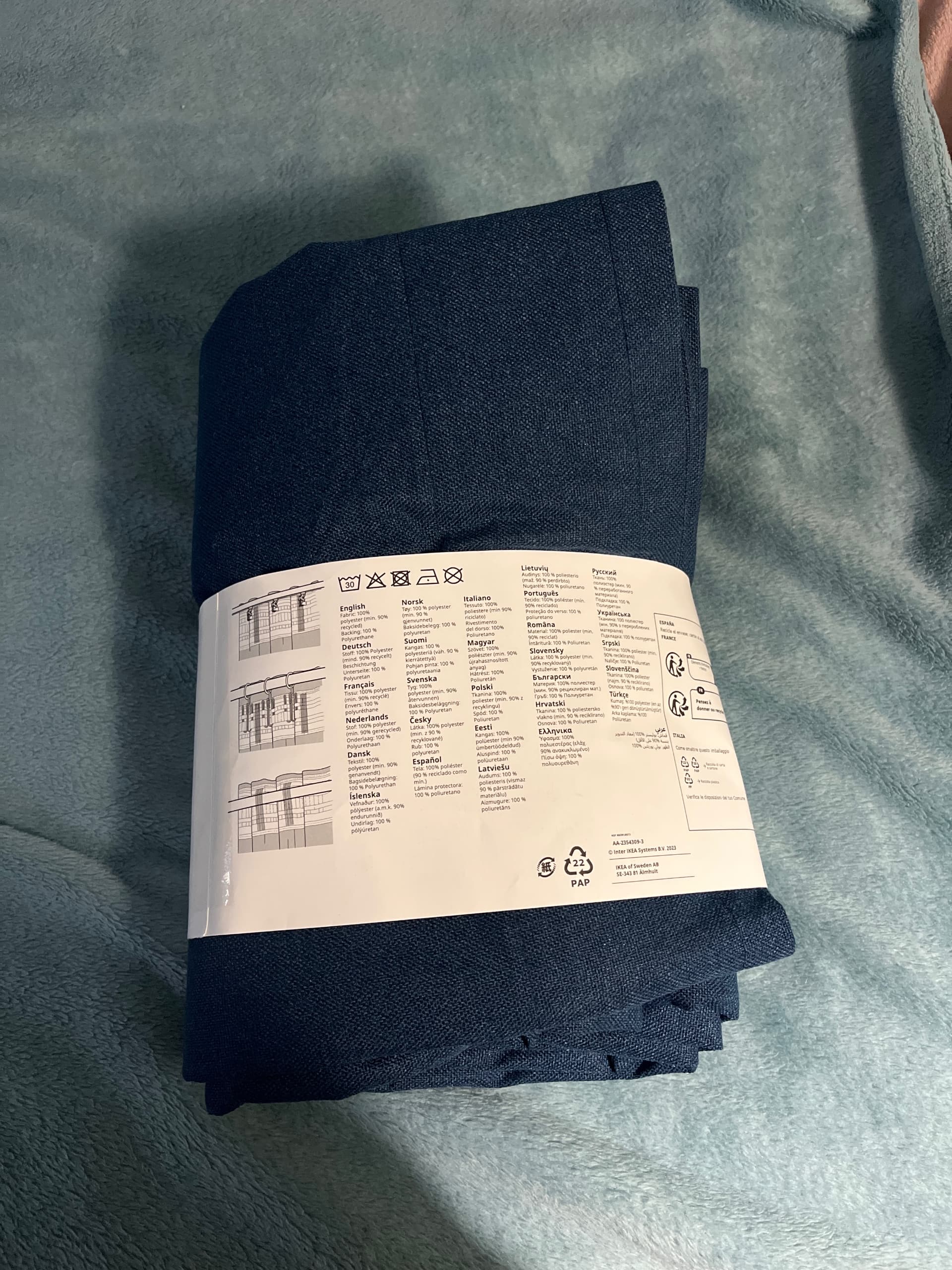 ROSENMANDEL room darkening curtains, 1 pair, dark blue/with heading tape, 135x300 cm