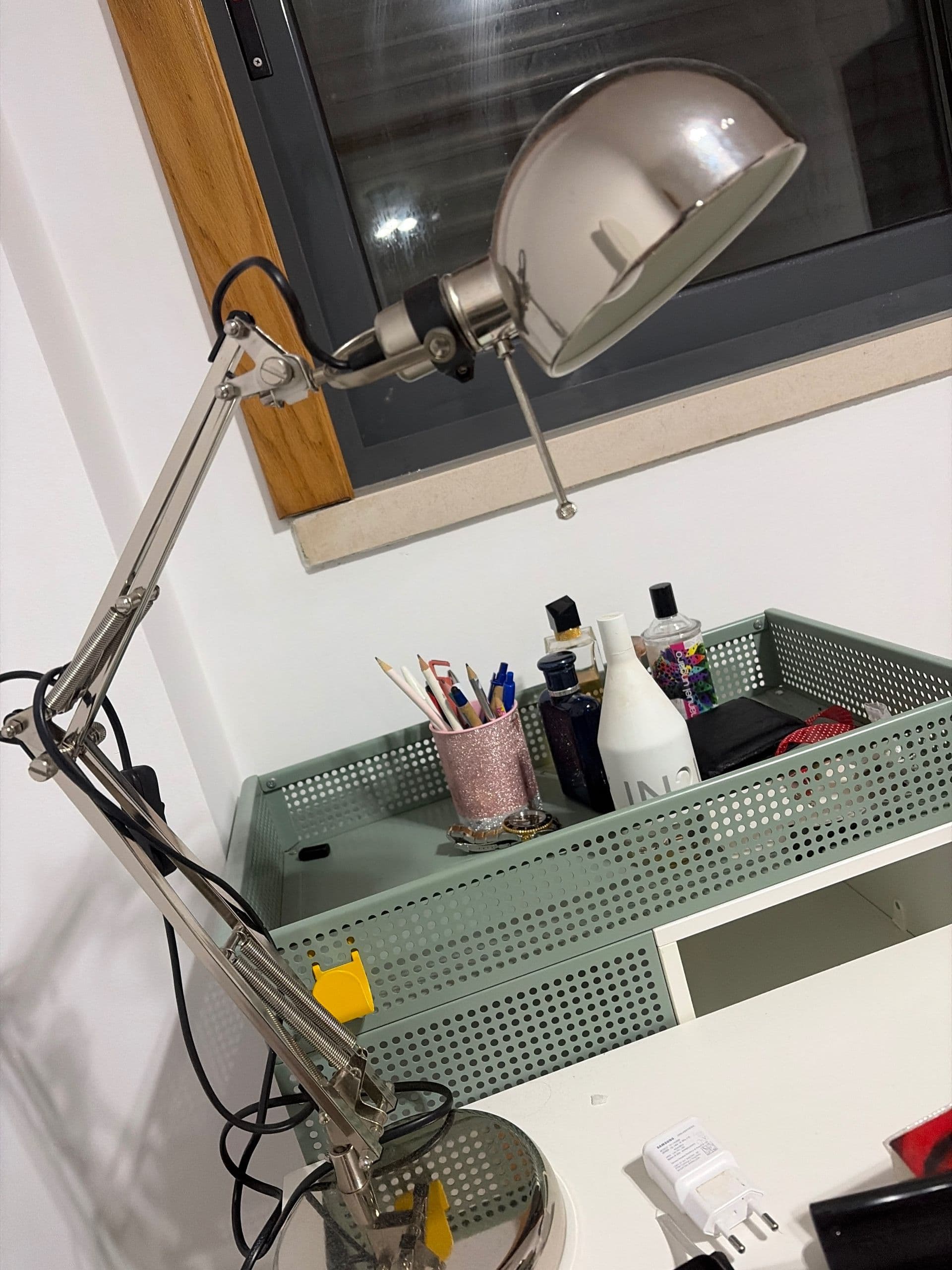 FORSÅ Work lamp, nickel-plated, Max.: 40 W