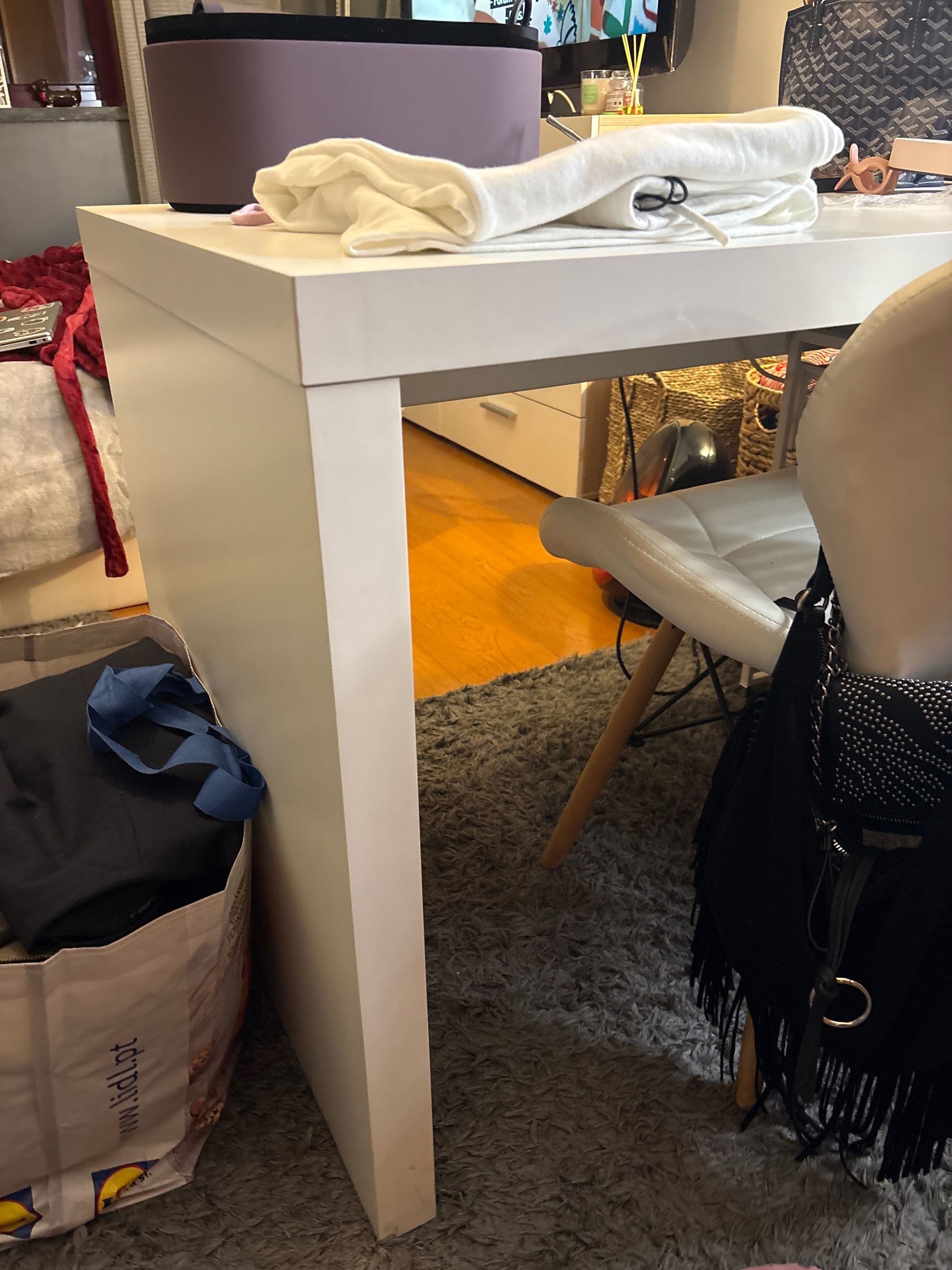 MALM Desk with pull-out panel, white, 151x65 cm