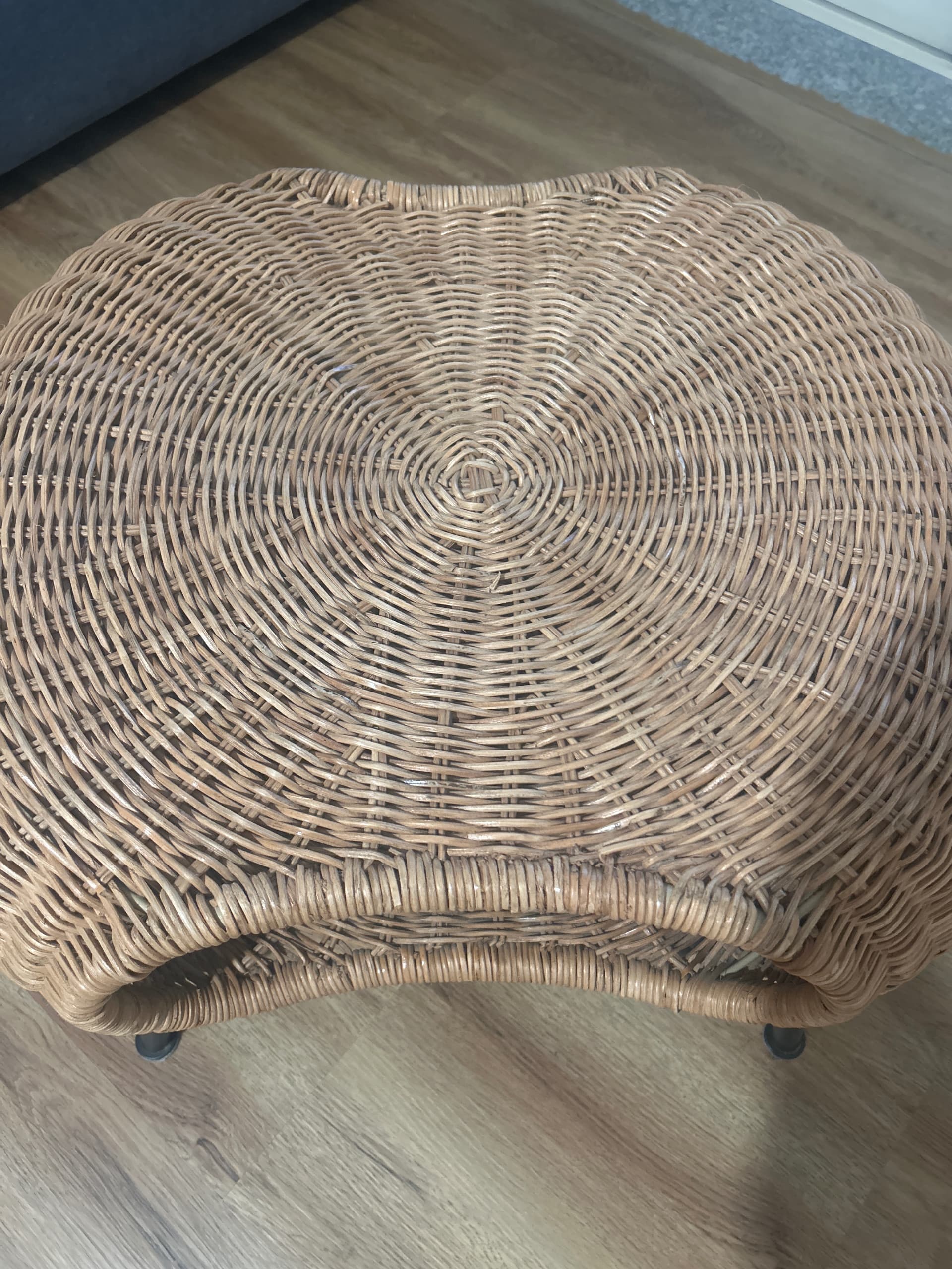 GAMLEHULT Footstool with storage, rattan, anthracite, Height: 36 cm