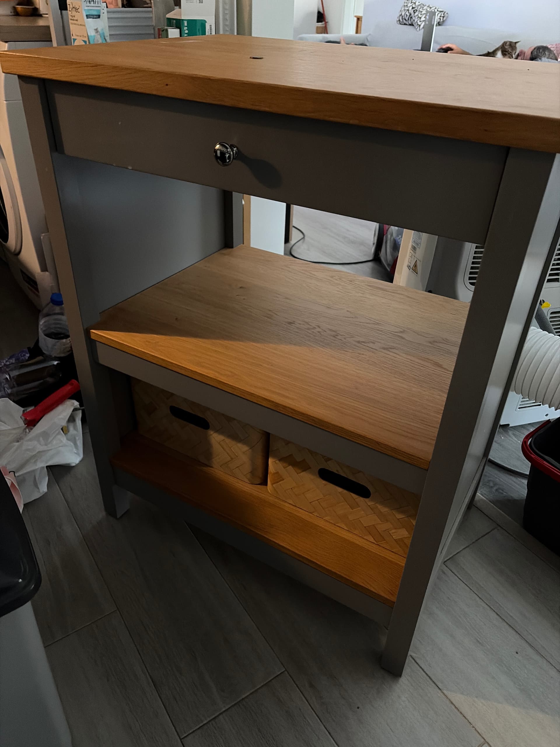 TORNVIKEN Kitchen island, off-white, oak, Width: 72 cm