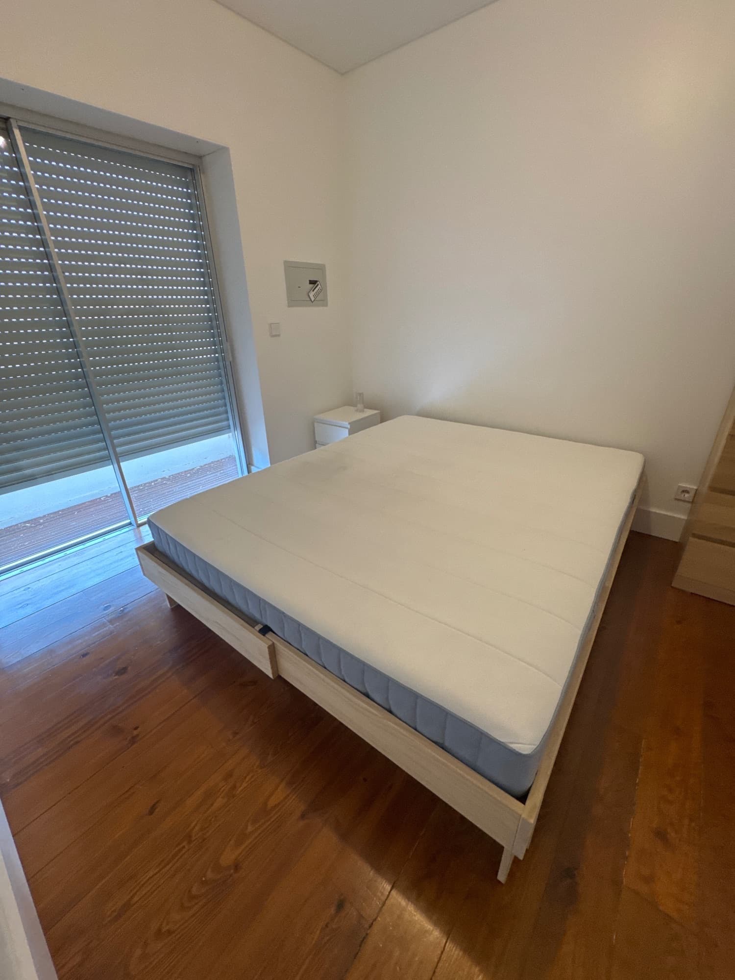 GLAMBERGET bed frame with storage and mattress, pine/Åkrehamn firm, 160x200 cm