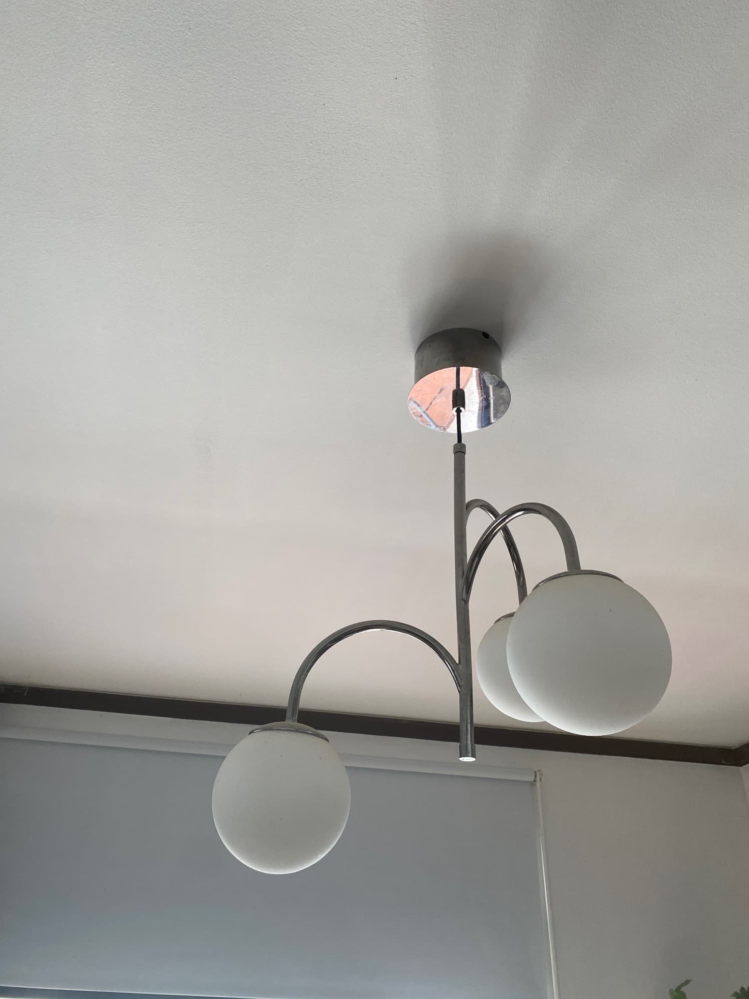 SIMRISHAMN Pendant lamp, 3-armed, chrome-plated, opal white glass, Max.: 21 W