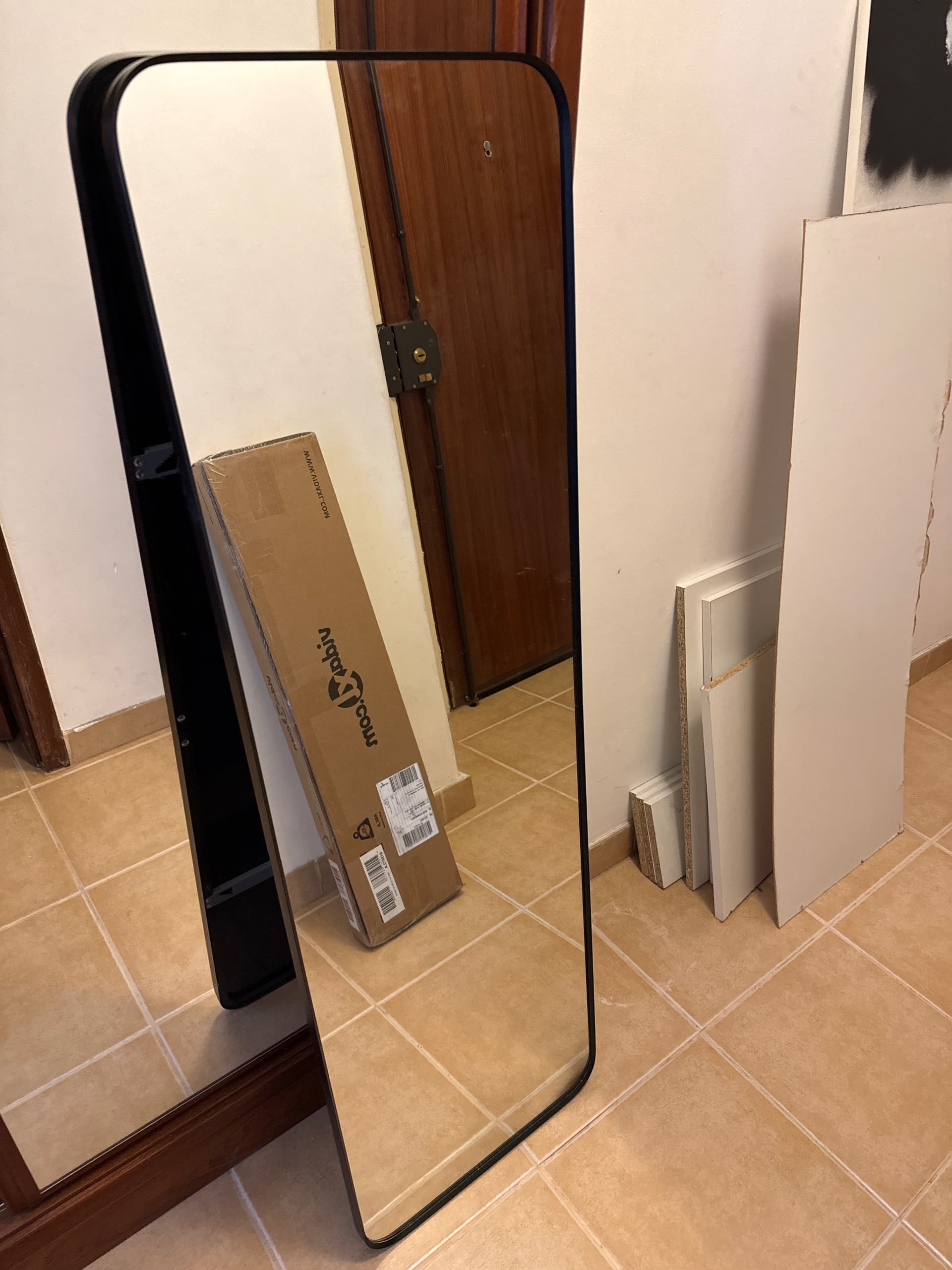LINDBYN mirror, black, 40x130 cm