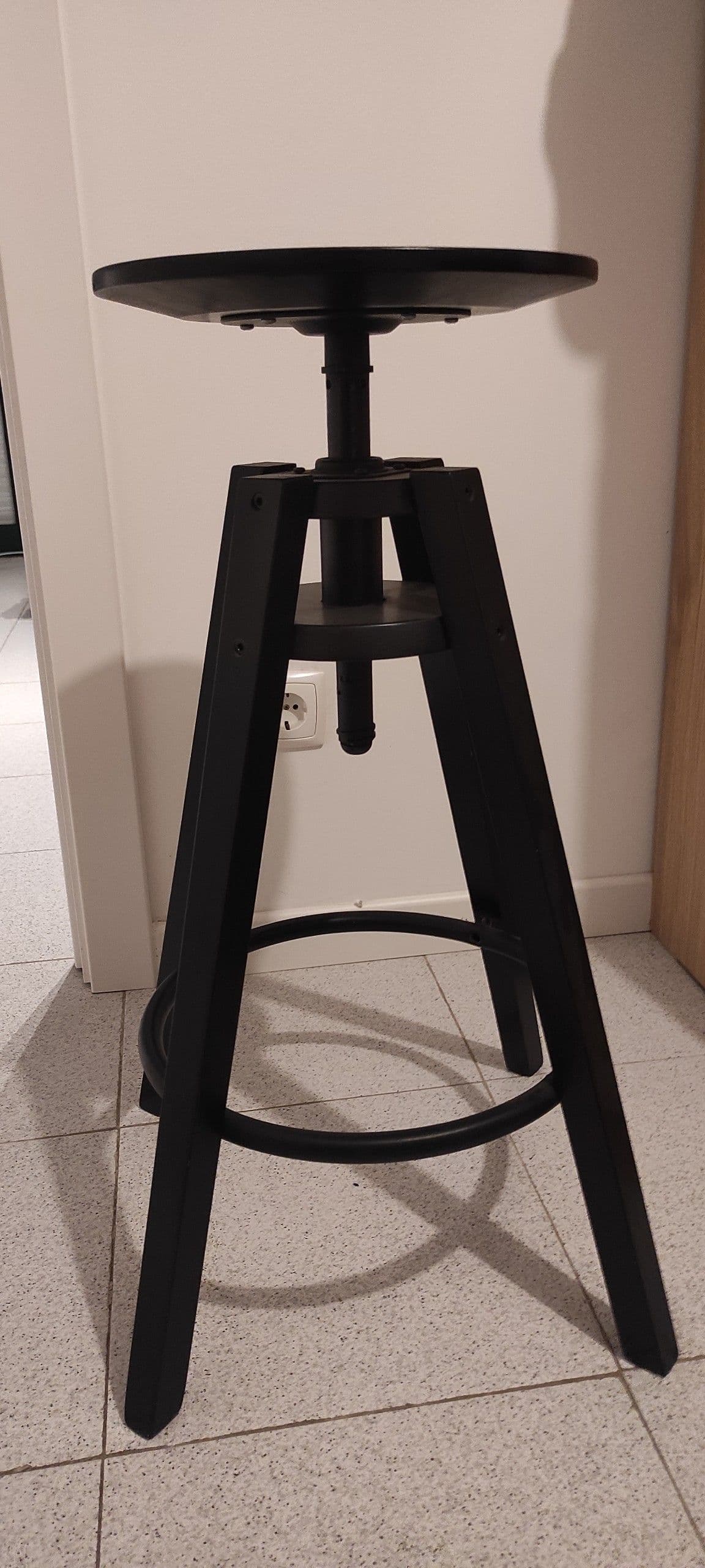 DALFRED Banco alto, preto,  Diâmetro do assento: 30 cm