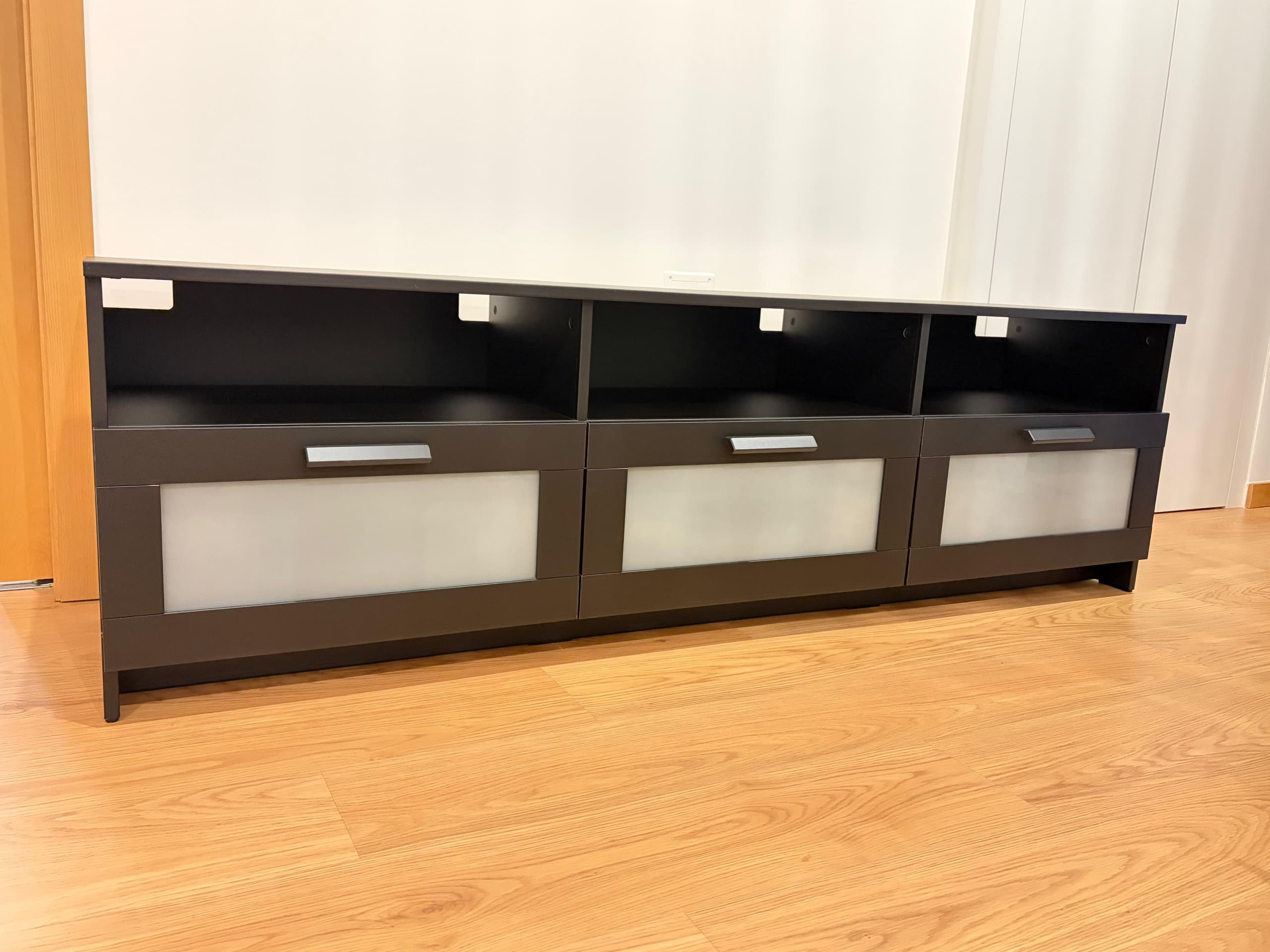 BRIMNES TV bench, black, 180x41x53 cm