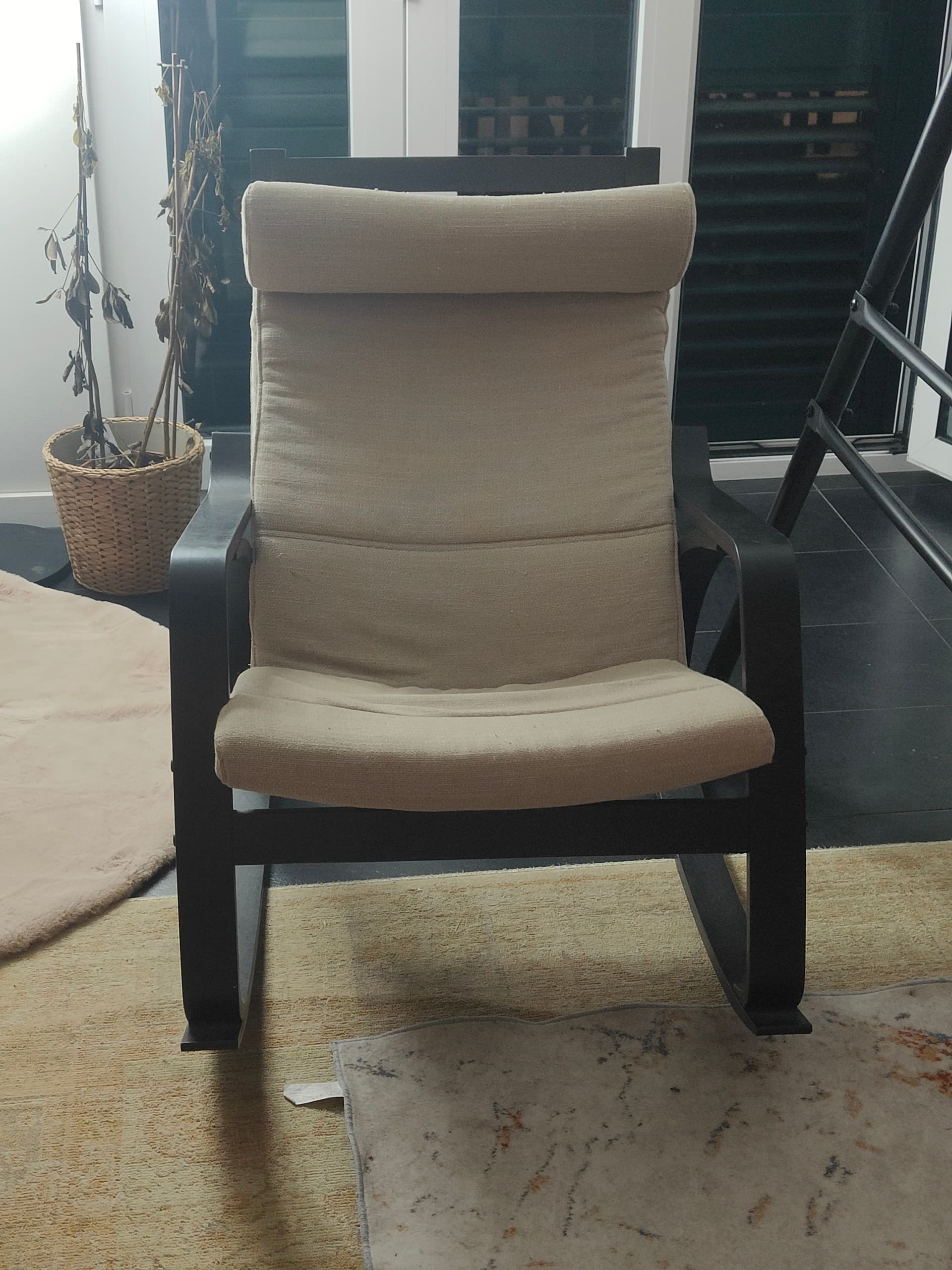 POÄNG cadeira de baloiço, chapa de bétula/Gunnared bege