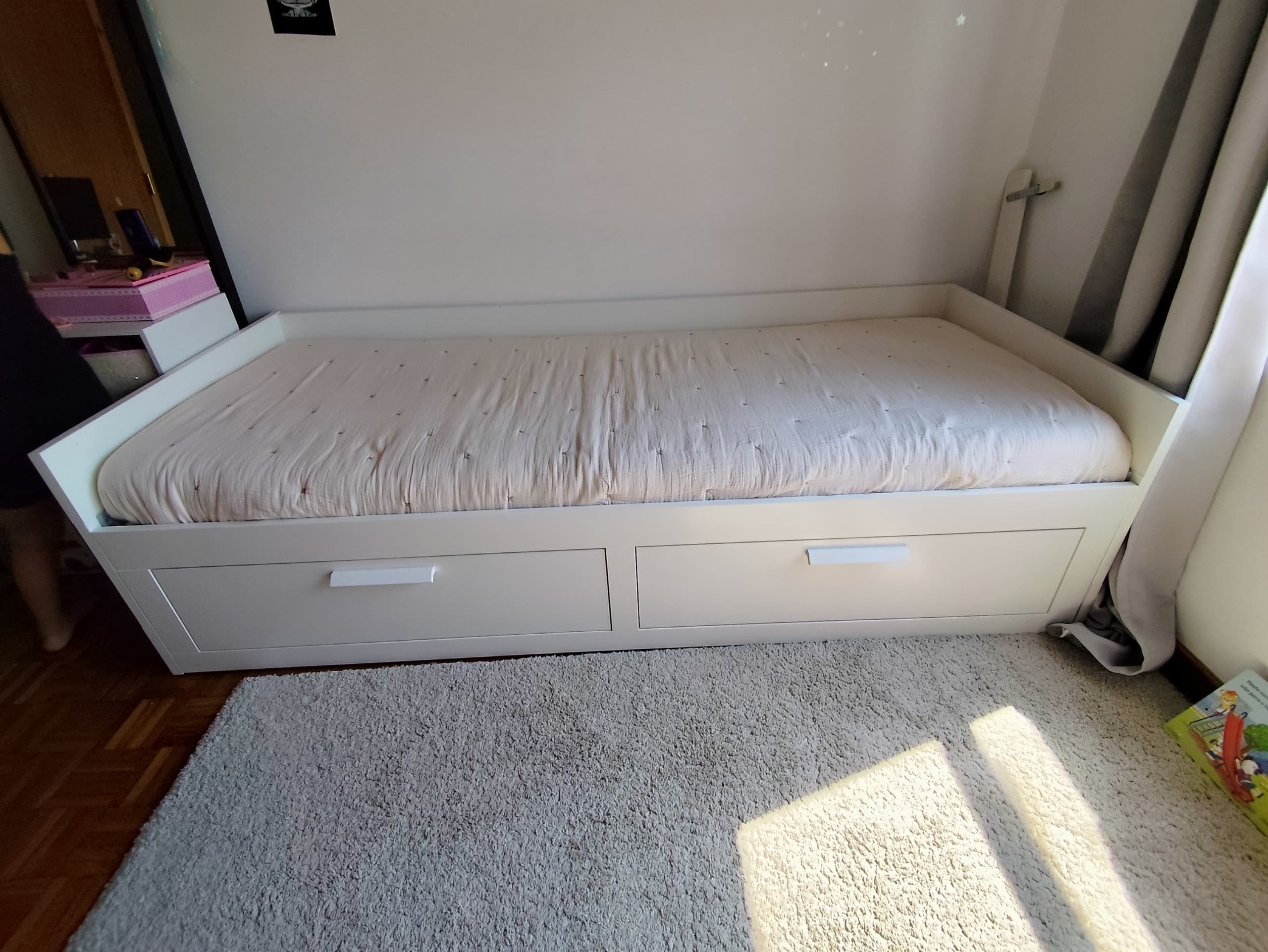 BRIMNES cama indiv/dupla c/2 gav, branco, 80x200 cm