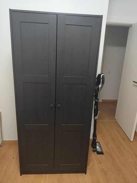 RAKKESTAD Roupeiro c/2portas, preto-castanho, 79x176 cm