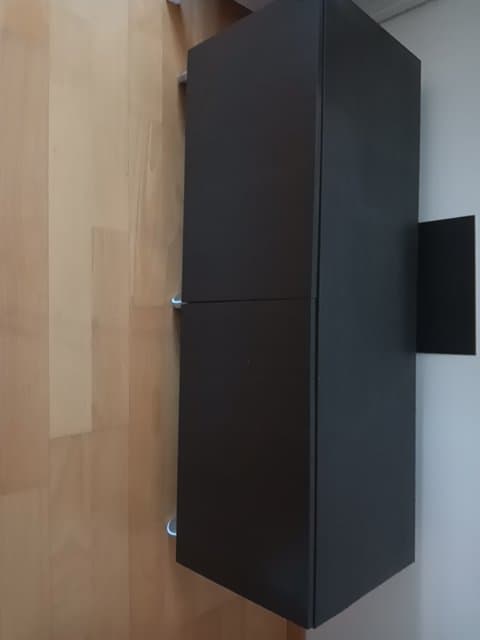 BESTÅ estante c/portas, preto-castanho Hedeviken/castanho escuro chapa de carvalho c/velatura, 120x42x38 cm