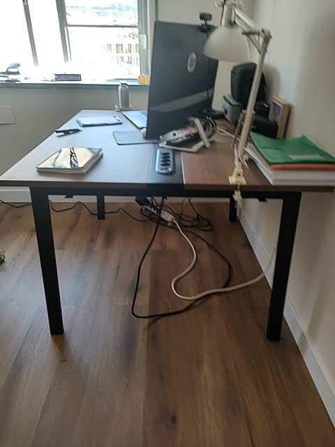 MITTZON conference table, walnut veneer/black, 120x108x105 cm