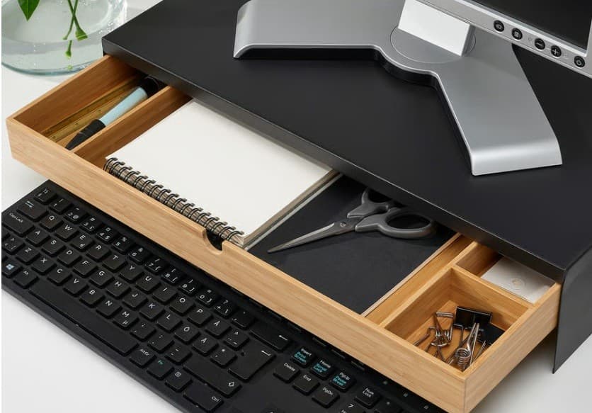 ELLOVEN monitor stand with drawer, anthracite